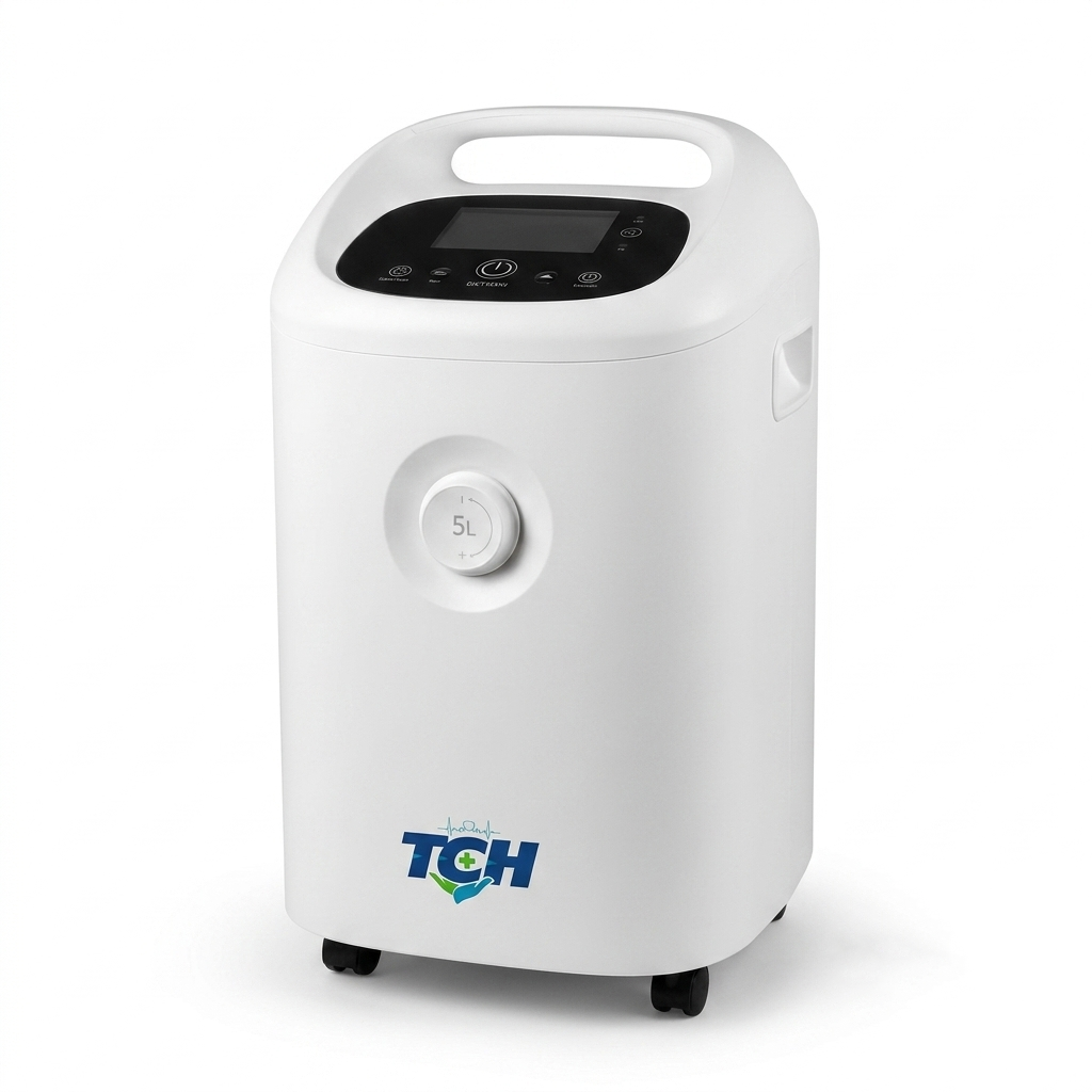 Portable oxygen concentrator in use